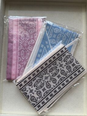 Paisley Bag Twilly or Head Band - Pink, Blue, Black/White Set of 3